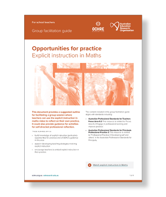 The first page of opportunities for practice: explicit instruction in maths guide