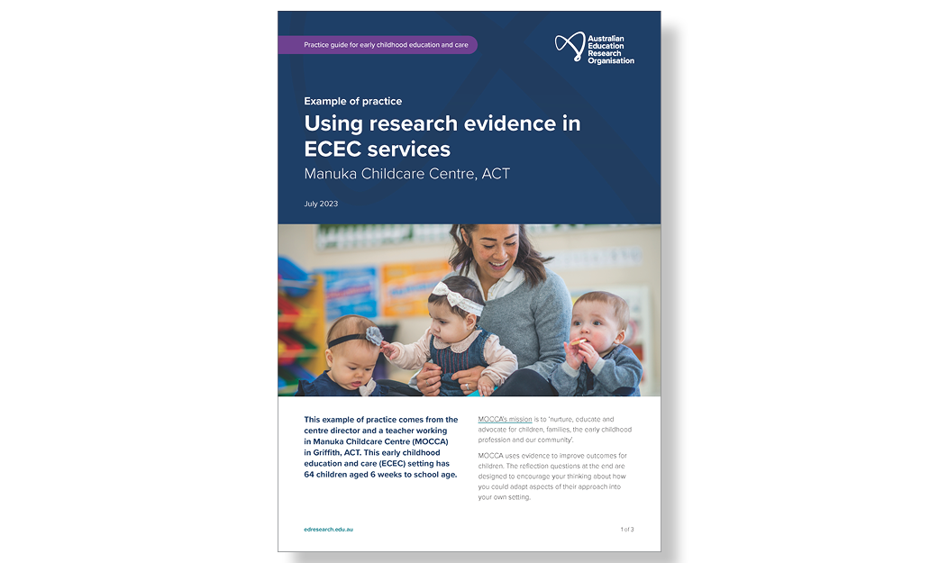 The cover for AERO's examples of practice: Manuka Childcare ACT 